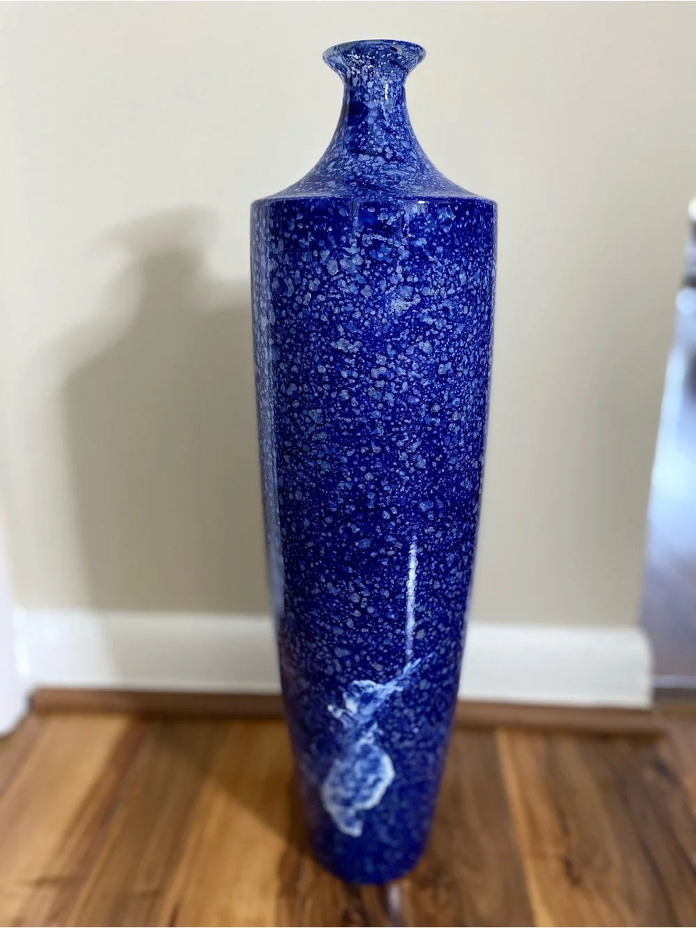 Pier 1 | Blue/White Speckled/Marble Pattern 18” Tall Decorative Glass Vase